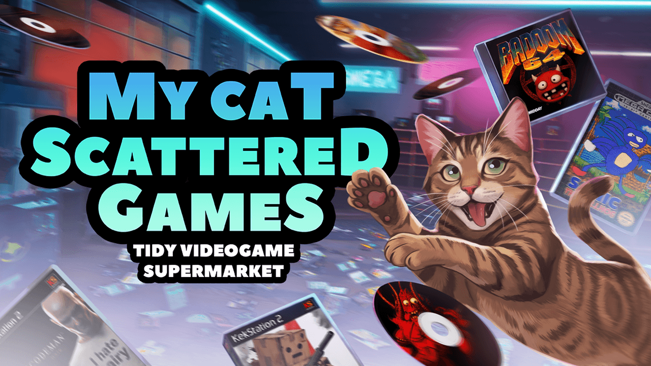 MY CAT SCATTERED GAMES: Tidy Videogame Supermarket Banner Image